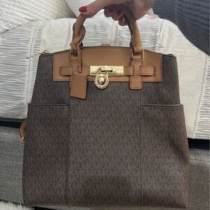 Michael Kors Brown Satchel with Gold Accents